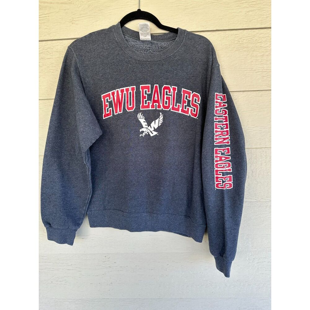 Jerzees NuBlend EWU Eastern Washington Eagles Crewneck Sweatshirt Grey Size S